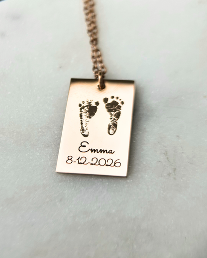 Personalized Footprint Necklace | Name & Date Keepsake