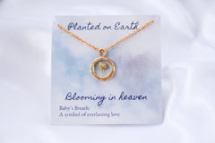 Baby's Breath Flower Necklace | Yellow Gold Circle Pendant