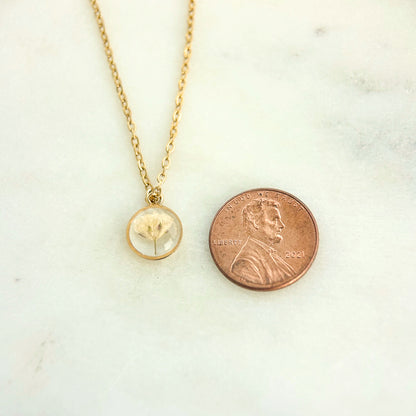 Baby’s Breath Memorial Necklace | 14k Gold Circle Pendant