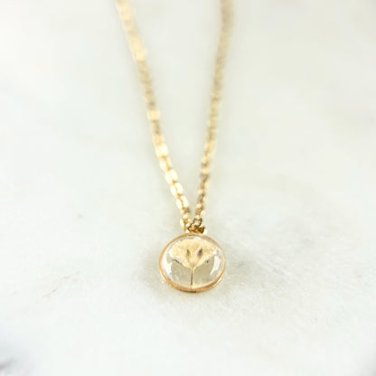 Baby’s Breath Memorial Necklace | 14k Gold Circle Pendant