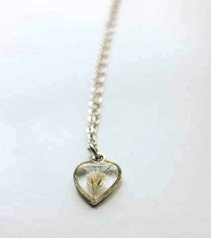 Baby's Breath Flower Heart Necklace | Memorial & Miscarriage Keepsake