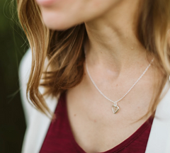 Baby's Breath Flower | Silver Heart Pendant