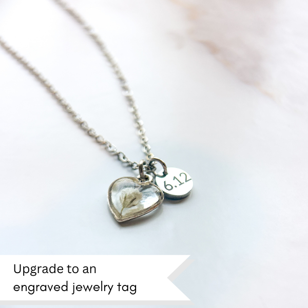 Baby's Breath Flower Heart Necklace | Memorial & Miscarriage Keepsake