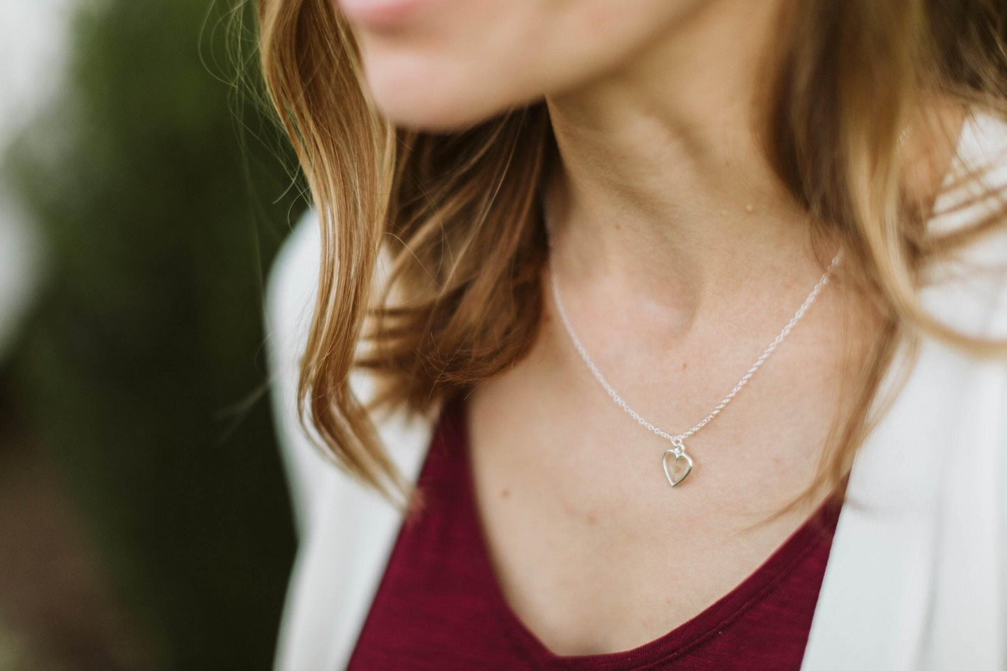 Baby's Breath Flower Necklace | Silver Heart Pendant - Rest of the Nest