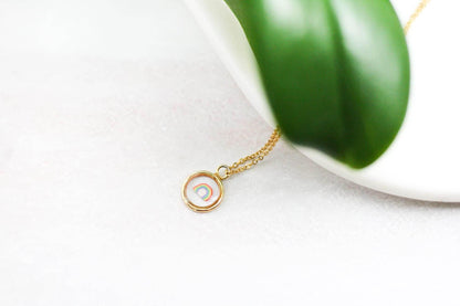 Rainbow Necklace | Yellow Gold Circle Pendant - Sale - Rest of the Nest