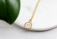 Rainbow Necklace | Yellow Gold Circle Pendant