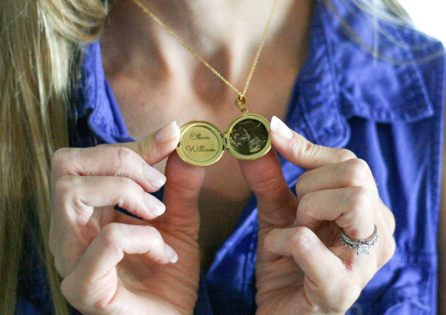 Engraved Sonogram Necklace | Circular Locket - Rest of the Nest