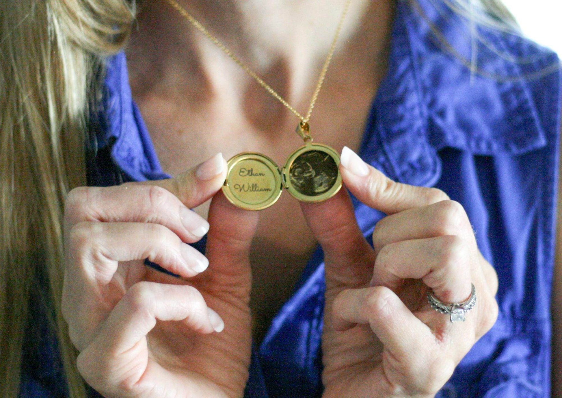 Engraved Sonogram Necklace | Circular Locket - Rest of the Nest