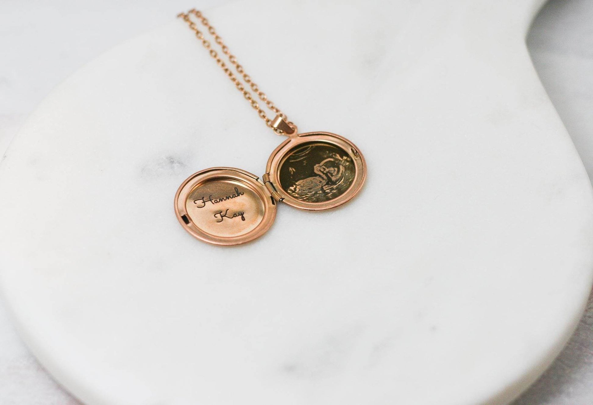 Engraved Sonogram Necklace | Circular Locket - Rest of the Nest