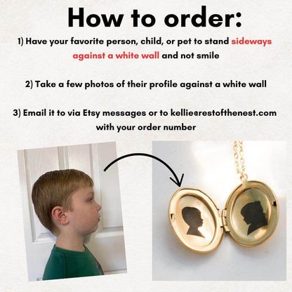 Engraved Silhouette Yellow Gold Necklace | Oval Locket - Rest of the Nest