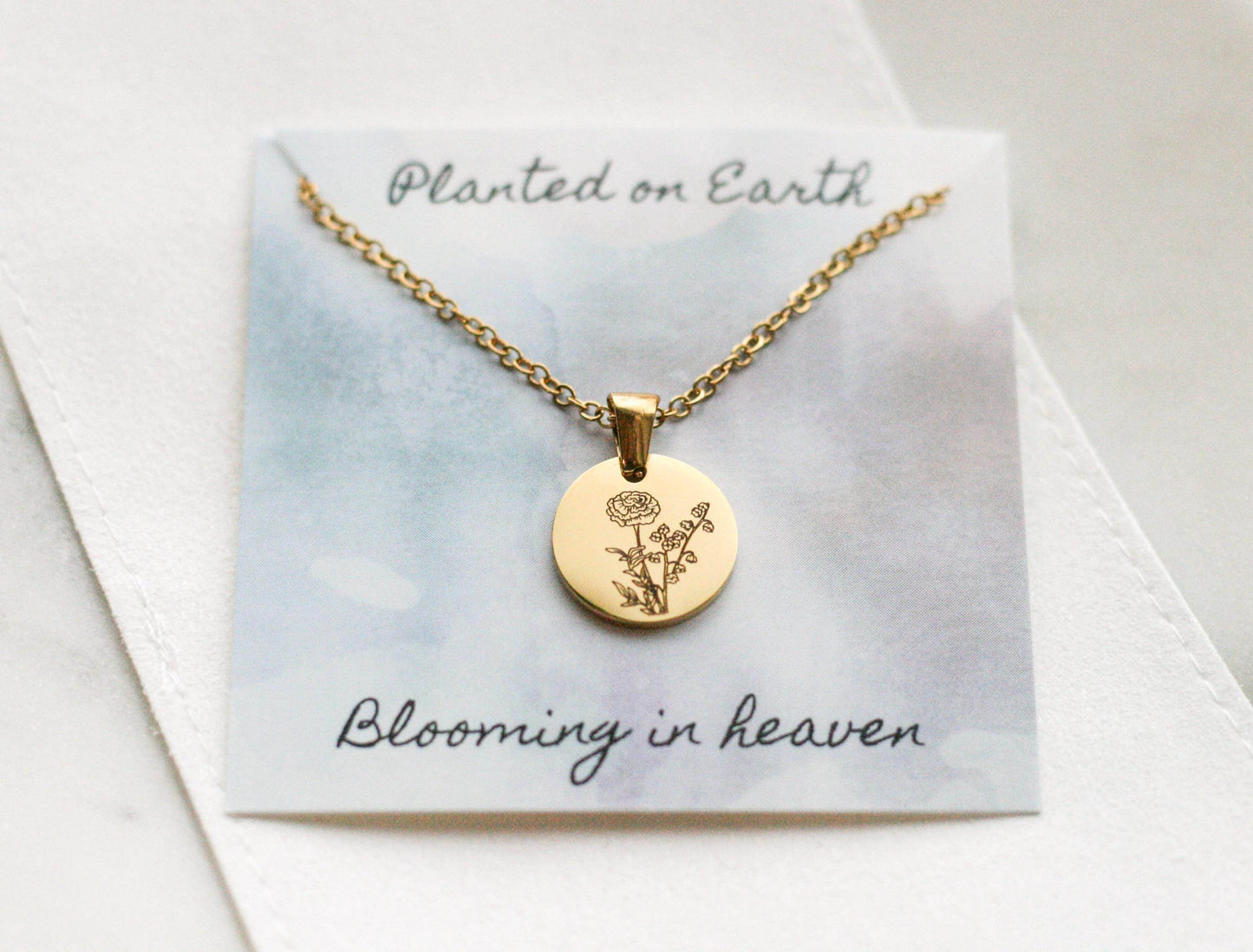 Birth Month Flower Necklace | Circle Pendant - Rest of the Nest
