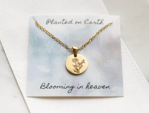 Birth Month Flower Necklace | Circle Pendant - Rest of the Nest