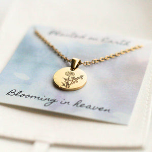 Birth Month Flower Necklace | Circle Pendant - Rest of the Nest