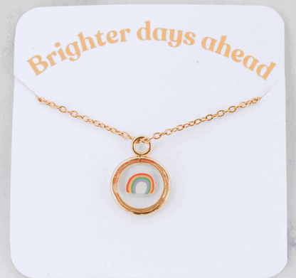 Rainbow Necklace | Yellow Gold Circle Pendant - Sale - Rest of the Nest