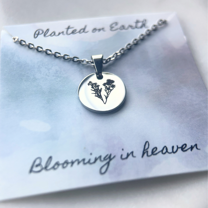 Birth Month Flower Memorial Necklace | Personalized Miscarriage Jewelry