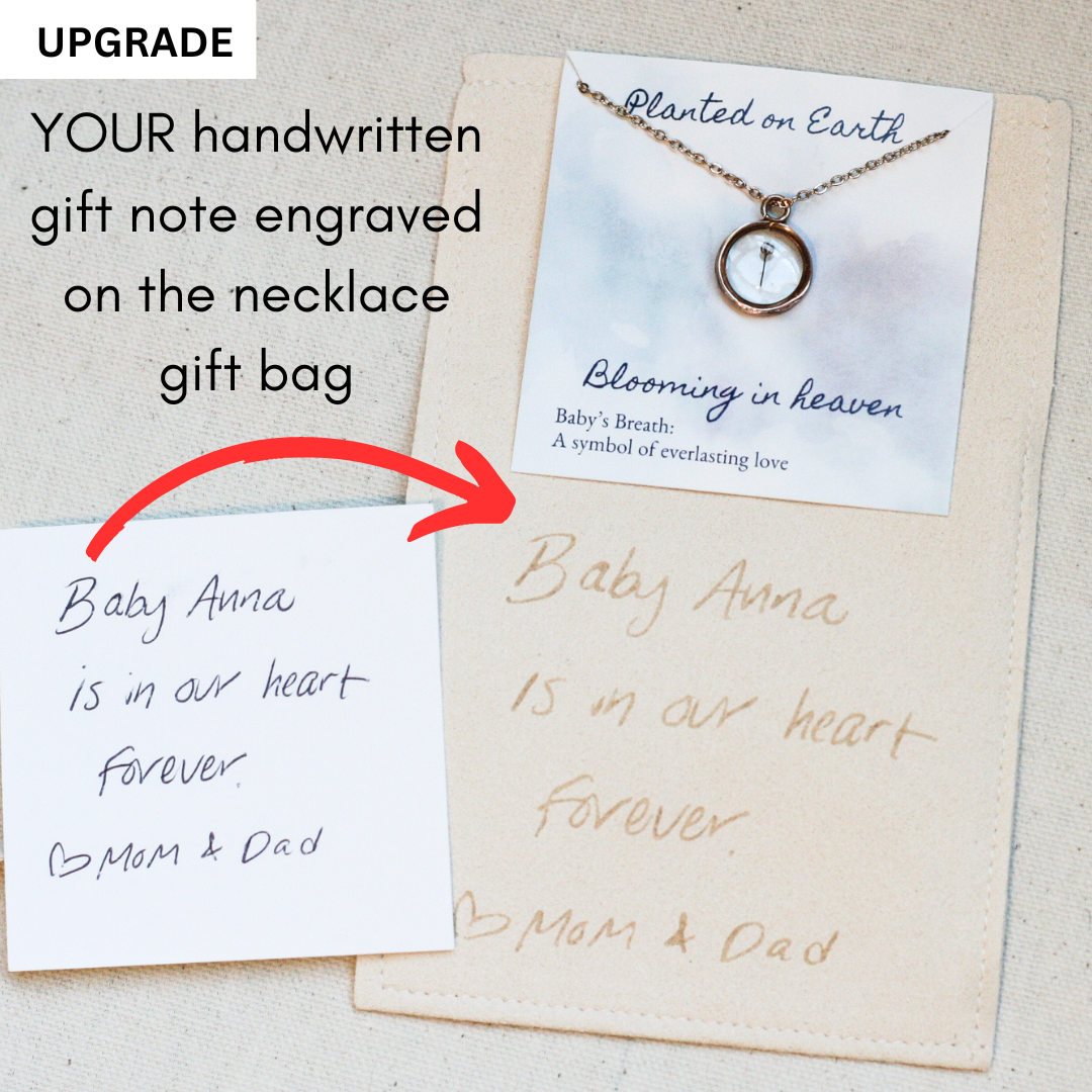 Upgrade example of a handwritten note engraved onto a microfiber bag